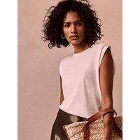 Mint Velvet White Cotton Extended Shoulder T-Shirt