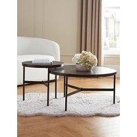 Very Home Pisa Ceramic Top Nest Of 2 Tables - Black