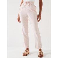 Everyday Linen Blend Trousers - Pink