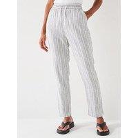 Everyday Linen Blend Stripe Trousers - Black/White