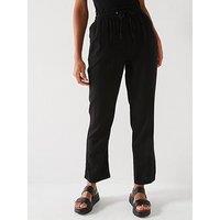 Everyday Short Linen Blend Trousers - Black