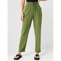 Everyday Short Linen Blend Trousers - Khaki