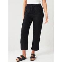 Everyday Crop Linen Blend Trousers - Black