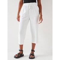 Everyday Crop Linen Blend Trousers - White