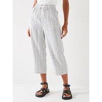 Everyday Cropped Linen Blend Stripe Trousers - Black/White