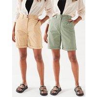 Everyday Two Pack Poplin Shorts - Stone/Sage