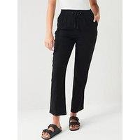 Everyday Linen Blend Trousers - Black