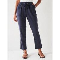 Everyday Linen Blend Trousers - Navy