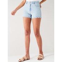 V By Very Scalloped Hem Denim Shorts