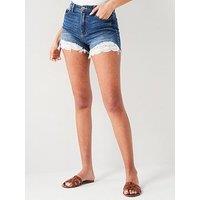 V By Very Crochet Hem Denim Shorts