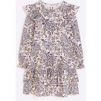 River Island Girls Floral Frill Tiered Dress - Pink