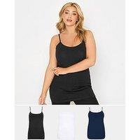 Yours 3 Pack Cami Vest. Black/White/Navy