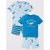Mini V By Very Boys 2 Pack Shark Shortie Pyjamas - Multi
