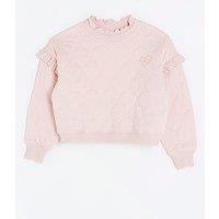 River Island Girls Quilted Frill Sweatshirt - Pink