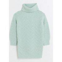River Island Girls Embellished Cable Knit Dress - Green