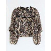 River Island Girls Floral Frill Blouse - Multi