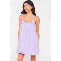 Everyday Tie Shoulder Beach Mini Dress - Purple