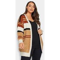 Yours Luxury Block Striped Cardigan - Natural