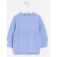 River Island Mini Mini Girls Cable Knit Jumper - Blue