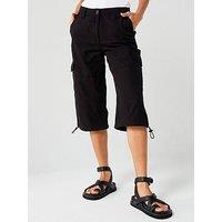 V By Very Poplin Cargo Longline Shorts - Black