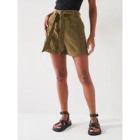 V By Very Belted Casual Shorts - Khaki