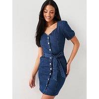 V By Very Belted Denim Mini Dress - Dark Wash