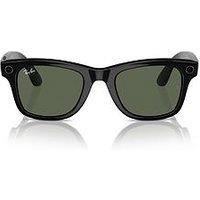 Ray-Ban Meta Wayfarer (Large) Smart Glasses - Shiny Black, Plano G15 Green
