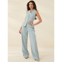 Michelle Keegan Co-Ord Formal Tailored Wide Leg Trousers - Dusky Blue