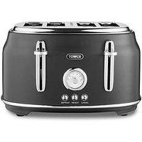 Tower T20065Blk Renaissance 4-Slice Toaster, 1630W, Black
