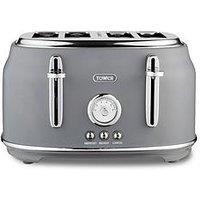 Tower T20065Gry Renaissance 4-Slice Toaster - Grey