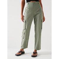 V By Very Straight Leg Multi Pocket Trousers - Khaki