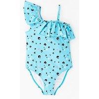 V By Very Girls Leopard Print One Shoulder Swimsuit - Multi