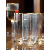 Mikasa Sorrento Set Of 4 Ridged Crystal Highball Glasses