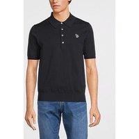 Ps Paul Smith Zebra Badge Short Sleeve Knitted Polo Shirt - Dark Blue