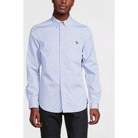 Ps Paul Smith Zebra Badge Long Sleeve Tailored Fit Shirt - Light Blue
