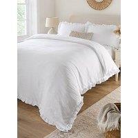 Very Home Ruffle Edge Pinsonic Duvet Cover Set - White