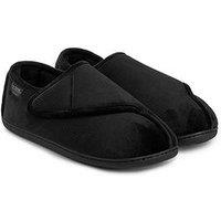 Totes Isotoner Velour Closed Back W/Velcro Opening Slipper - Black