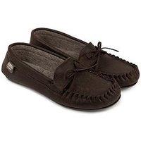 Totes Distressed Moccasin Slipper - Brown