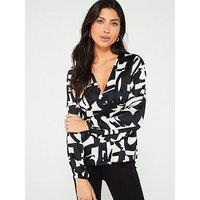 Pieces Sadie Printed Blouse - Black/White