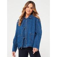 Only Thille Long Sleeve Denim Tie Jacket - Blue