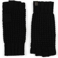 Allsaints Men'S Waffle Stitch Fingerless Gloves - Black