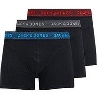 Jack & Jones Junior Boys 3 Pack Waistband Trunks - Asphalt Hawaiian Ocean & Fiery Red
