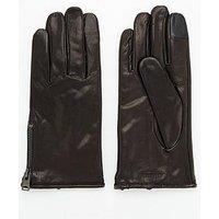 Allsaints Men'S Zip Leather Gloves - Black