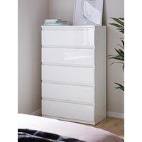 Very Home Layton Gloss 5 Drawer Chest - White - Fsc Certified