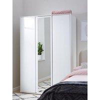 Very Home Layton Gloss 3 Door Mirrored Wardrobe - White - Fsc Certified