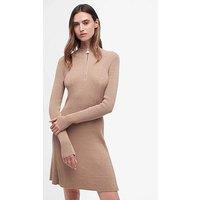 Barbour International Solar Half Zip Long Sleeve Knitted Dress - Brown