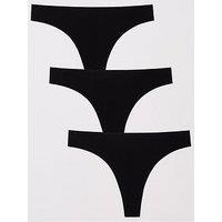 V By Very No Vpl 3 Pack Thong - Black