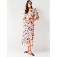 V By Very Floral Print Midi Dress - Multi