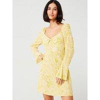 V By Very Twist Front Mini Dress - Yellow