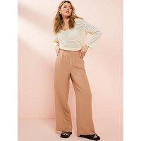 V By Very Texture Viscose Trousers - Stone